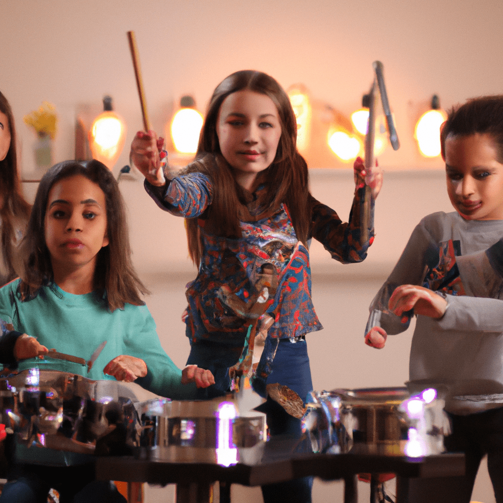 A group of children exploring different musical instruments and creating their own melodies. Sigma 85 mm f/1.4. No text.. Sigma 85 mm f/1.4. No text.