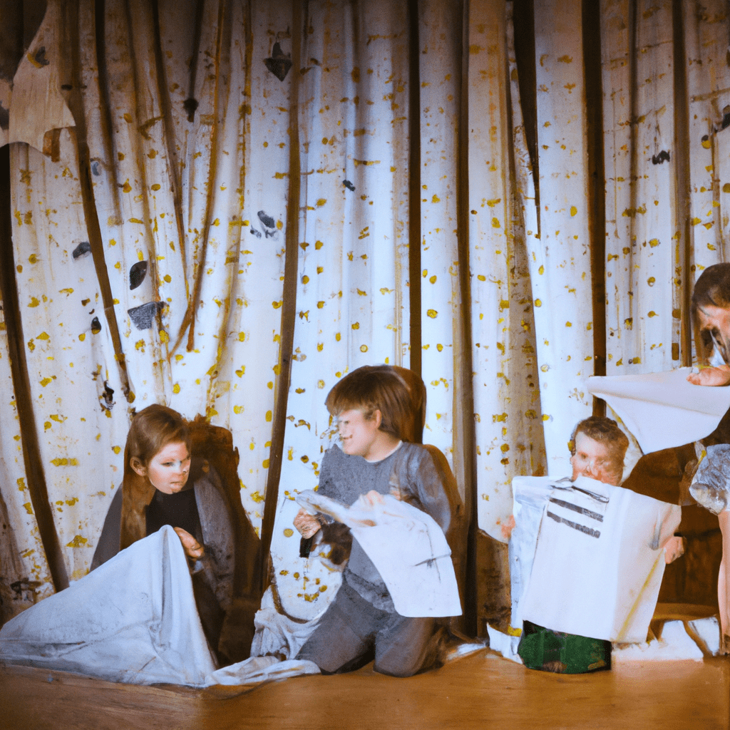 [Children creating their own theater scene after a theater trip]. Sigma 85 mm f/1.4. No text.