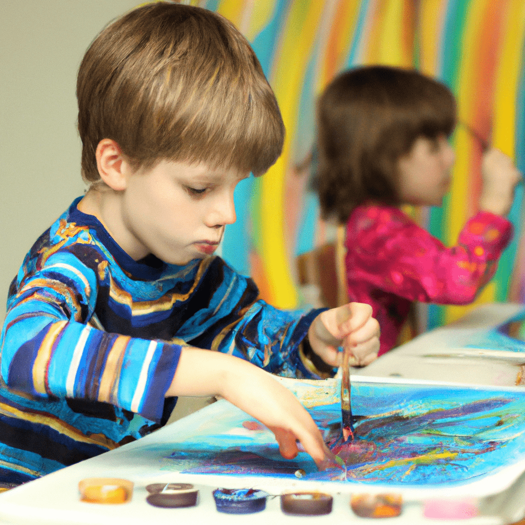 2 - [Children painting and creating artwork during a creative workshop]. Canon 50 mm f/1.8. No text.. Sigma 85 mm f/1.4. No text.