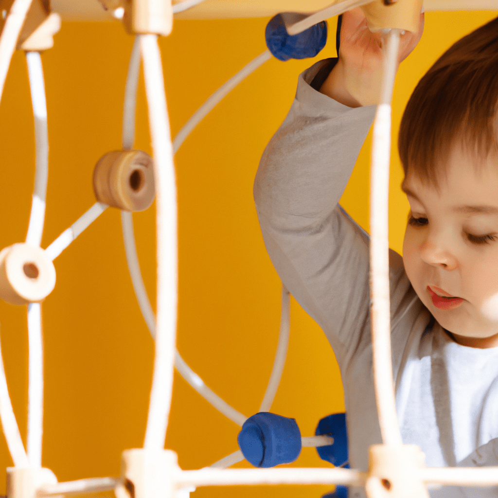 A child exploring a Montessori climber, discovering new challenges and enhancing their cognitive growth. Sigma 85 mm f/1.4. No text.. Sigma 85 mm f/1.4. No text.