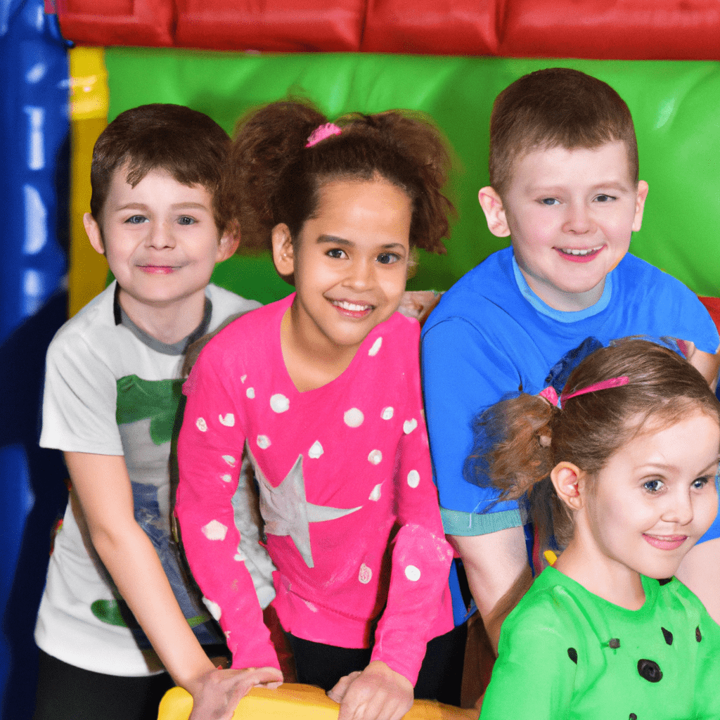 A group of children having fun on a colorful obstacle course at FitKids, a children's fitness center. Nikon D750. No text. Sigma 85 mm f/1.4. No text.. Sigma 85 mm f/1.4. No text.