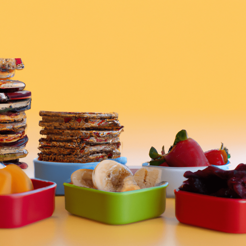 A picture of a colorful variety of healthy snacks, including fresh fruits, nuts, and whole grain crackers, representing a balanced and nutritious snack.. Sigma 85 mm f/1.4. No text.