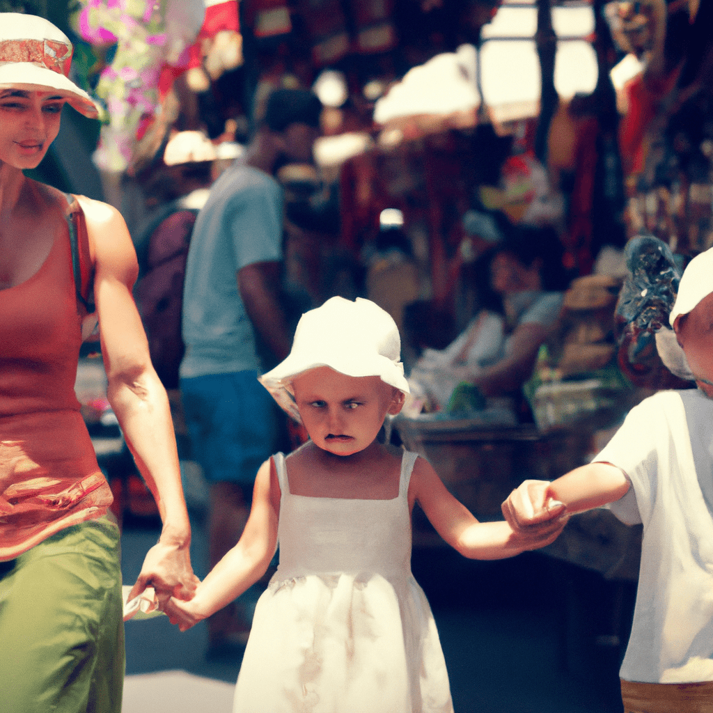 2 - [Photo: A family exploring the vibrant local markets and immersing themselves in the rich cultural traditions of Bali]. Canon 50 mm f/1.8. No text.. Sigma 85 mm f/1.4. No text.