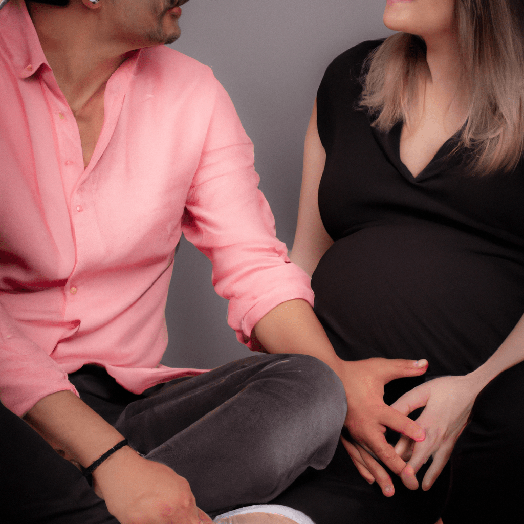 2 - A photo of a couple sitting together, holding hands and sharing their emotions during pregnancy. Canon EOS 70D. No text.. Sigma 85 mm f/1.4. No text.