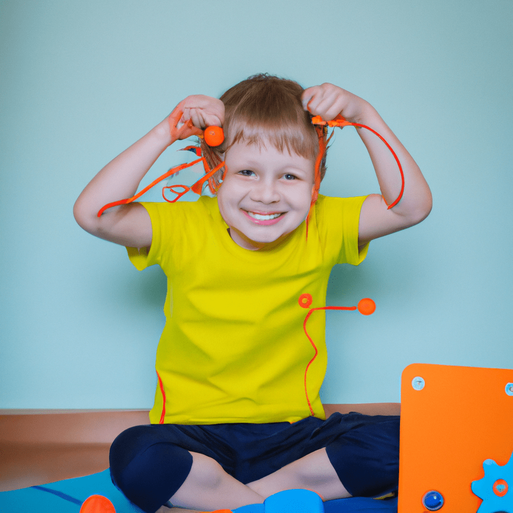 A child learning to cope with pressure through positive reinforcement. Bright colors and smiling faces.. Sigma 85 mm f/1.4. No text.