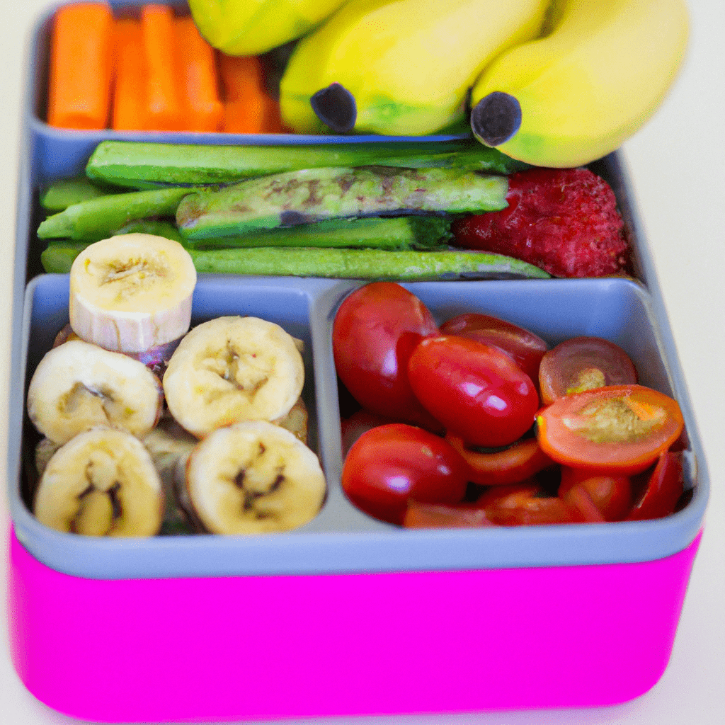A colorful and nutritious lunch box filled with fruits, veggies, and healthy snacks, ready to delight and nourish active little eaters.. Sigma 85 mm f/1.4. No text.