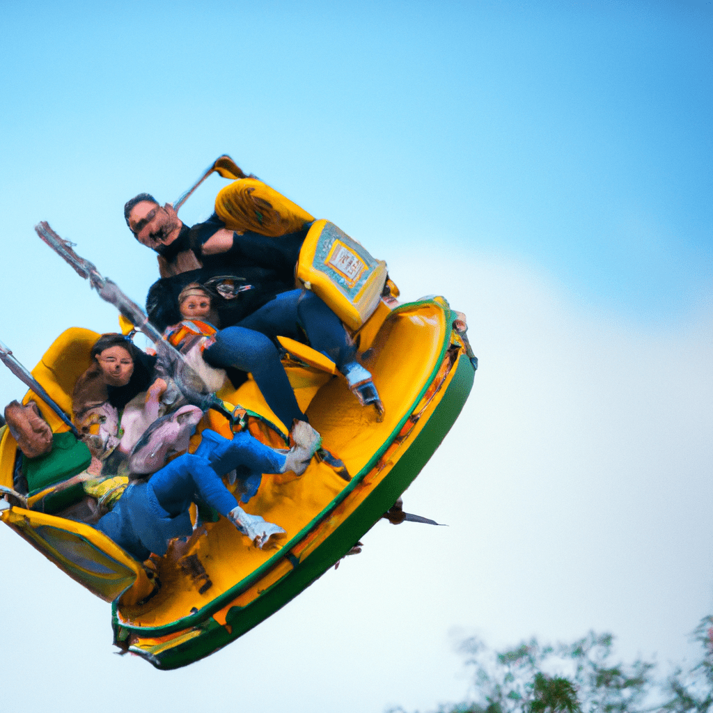 A family enjoying a thrilling ride at Prague Fun Park, one of the most popular amusement parks in Prague.. Sigma 85 mm f/1.4. No text.