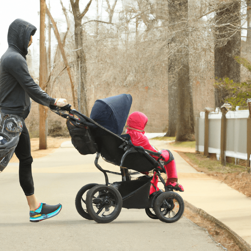 A parent enjoying a morning jog with a fitness stroller, bonding with their child while staying active outdoors. Sigma 85 mm f/1.4. No text.. Sigma 85 mm f/1.4. No text.