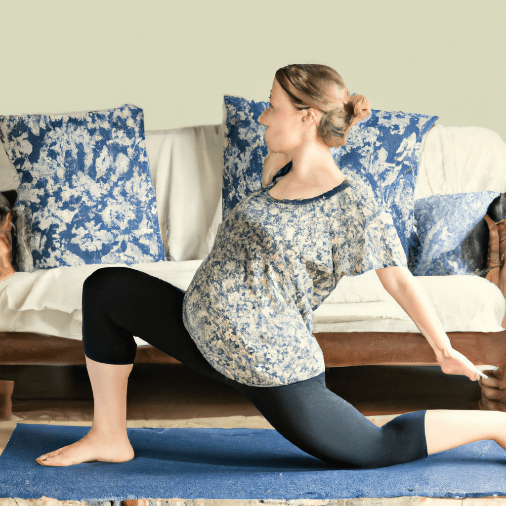 A pregnant woman practicing safe side yoga poses to relieve pressure on her lower back and abdomen, promoting relaxation and strength. Sigma 85 mm f/1.4. No text.. Sigma 85 mm f/1.4. No text.